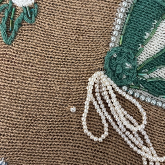 Women’s Sweater Size Small embroidered Beaded Lacy After Noon By Shell Kepler - Picture 9 of 9